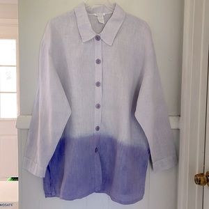 Omosa linen purple tie dye button down top Made in USA